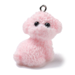 Лавандовый румянец Подвески из смолы, с железной платиной петлей, собака, лавандовый румянец, 27x24.5x16.5 мм, отверстие : 2 мм