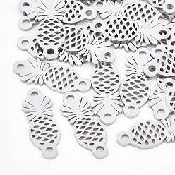 Нержавеющая Сталь Цвет Устойчивы к потускнению 201 соединители из нержавеющей стали, лазерная резка, ананас, цвет нержавеющей стали, 21.5x8x1 мм, отверстие : 1.8 мм