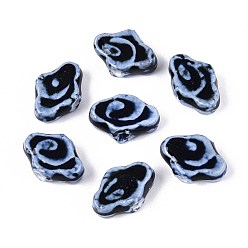 Прусский Синий Фарфоровые бусины ручной работы, облако, фантазии античного стекла фарфора, берлинская лазурь, 10~12x16~16.5x6~6.5 мм, отверстие : 2.5~3 мм