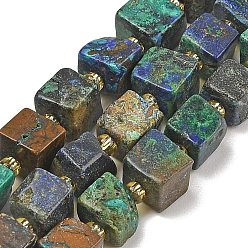 Azurite Натуральные нитки из бисера азурита, кубические, с бисером, 6~7.5x6~7.5x6~7.5 мм, отверстие : 1~1.2 мм, около 40~44 шт / нитка, 14.96~15.55'' (38~39.5 см)