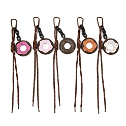 (52) Непрозрачная лаванда 5 шт. подвесные украшения из искусственной кожи и полиэстеровой веревки в виде пончиков, Сплав с застежками, разноцветные, 330 мм