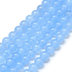 Небесно-голубой Натуральный Malaysia нефритовые бусы пряди, окрашенная и подогревом, круглые, голубой, 4~4.5 мм, отверстие : 0.8 мм, около 85~88 шт / нитка, 14.57~14.96 дюйм (37~38 см)