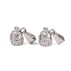 Нержавеющая Сталь Цвет 304 подвески из нержавеющей стали, очарование клубничного кекса, ионное покрытие (ip), цвет нержавеющей стали, 11x10x3.3 мм, отверстие : 8x3.4 мм