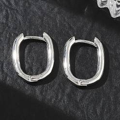 Platinum Brass Hoop Earrings for Women, U-Shape, Long-Lasting Plated, Rack Plating, Lead Free & Cadmium Free, Platinum, 17x13.5x2.5mm