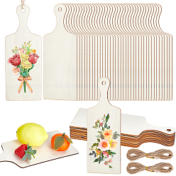 (52) Непрозрачная лаванда 40шт. прямоугольные заготовки из необработанной древесины, с 2 жгутами джутового шнура, разноцветные, 240x89x2.5 мм, отверстие : 10 мм