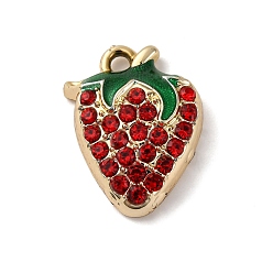 Золотой Подвески из клубничного сплава, с эмалью и горный хрусталь, золотые, 17x13x4 мм, отверстие : 1.6 мм