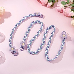 Лиловый 2 шт. 2 стили полиэстер и спандекс шнуры веревки подвесные украшения, с хлопковым цветком и окрашенными распылением кольцами из сплава пружинного затвора, сирень, 400~1200x17x6 мм, 1 шт / стиль