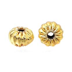 Золотой Латунные бусины, гофрированный рондель, долговечный, стойки покрытие, золотые, 4.5x3 мм, отверстие : 1 мм