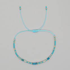 Apatite Bohemian Faceted Rondelle Natural Apatite and Glass Heishi Braided Bead Bracelets for Women, 11.02 inch(28cm)