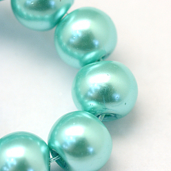 Turquoise Baking Painted Pearlized Glass Pearl Round Bead Strands, Turquoise, 4~5mm, Hole: 1mm, about 210pcs/strand, 31.4 inch