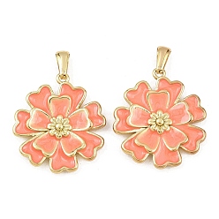 Лосось 304 нержавеющей стальной эмали подвески, цветок, золотые, salmon, 29x26x4.5 мм, отверстие : 6.5x3.5 мм