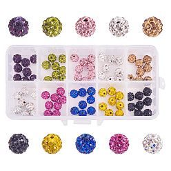Mixed Color Polymer Clay Pave Rhinestone Beads, Disco Ball Beads, Round, Mixed Color, 8mm, Hole: 1mm