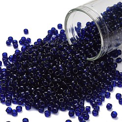 (8D) Transparent Dk Cobalt Тохо 8/0 круглые бусины, японский бисер, (8 d) прозрачный dk кобальт, 3 мм, отверстие : 1 мм, Около 10000 шт / фунт