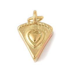 Золотой 304 из нержавеющей стали шармы эмали, торт с сердечком, с целью перехода в кольце, золотые, 15x10x10 мм, отверстие : 3 мм