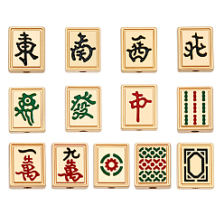 (52) Непрозрачная лаванда 13 шт. 13 стили маджонг сплав эмалевые бусины, прямоугольные, золотой свет, разноцветные, 10.5x8.5x4 мм, отверстие : 1.6 мм, 1 шт / стиль