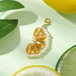 Мокасин Подвесные украшения из оранжевого стекла и стеклянных бусин, с 304 из нержавеющей стали Lobster Claw застежками, мокасин, 50 мм