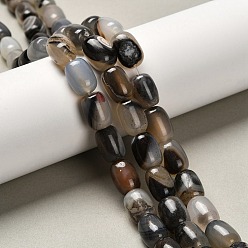 Серый Натуральные полосатые агатовые бусы, окрашенная и подогревом, рис, серые, 9.5~10.5x13.5~14 мм, отверстие : 1 мм, около 27~28 шт / нитка, 15.16'' (38.5 см) ~ 15.28'' (38.8 см)