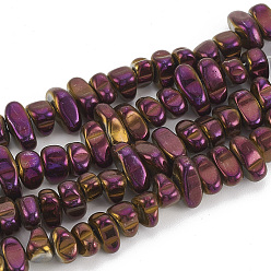 С Фиолетовым Покрытием Гальванизировать немагнитных синтетический гематит бисер пряди, самородки, с фиолетовым покрытием, 5~10x4.5~5.5x4 мм, отверстие : 1 мм, около 105 шт / нитка, 14.9 дюйм