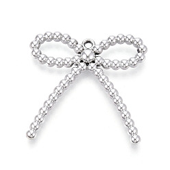 Серебро Большие подвески из гальванопластического непрозрачного акрила, бантом, серебряные, 58~59x59~59.5x8.1 мм, отверстие : 3.1 мм