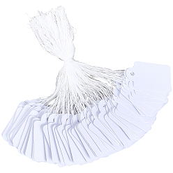 Белый 600 шт. бумажные пустые ценники с шнурком, прямоугольные, белые, 12.4 см, карта: 3.5x2.2x0.05 см