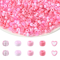 Ярко-Розовый Наборы для изготовления ювелирных изделий своими руками, включая акриловые бусины и пластиковые бусины, ярко-розовый, 7~9x8~9x4~6 мм, отверстие : 1.8~4 мм, 640 шт / комплект