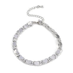 Платина Латунные браслеты с покрытием для женщин, долговечный, без свинца и без кадмия, платина, 7-1/2 дюйм (18.9 см)