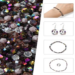 Фиолетовый Стеклянные бусины смешанных стилей, граненые, двухконусные, фиолетовые, 4x4 мм, отверстие : 1 мм, о 500 шт / комплект