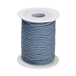 Kornblumenblau Verdrillte Polyesterschnur, mit Metallfaden, Runde, Kornblumenblau, 3 mm