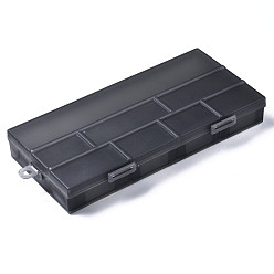Black Rectangle Polypropylene(PP) Bead Storage Containers, with Hinged Lid and 8 Grids, Frosted, Black, 25.3x12.4x3.6cm, Hole: 8mm, Compartment: 54~247x34~47mm