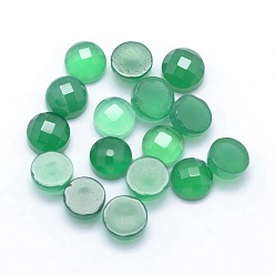 Natürliche Achat Natürliche grüne Onyx-Achat-Cabochons, facettiert, Halbrund, 4x2~4 mm