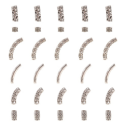 Antique Silver Tibetan Style Alloy Beads, Mix Shapes, Antique Silver, 62pcs/box
