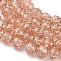 Light Salmon Spray Painted Crackle Glass Beads Strands, Round, Light Salmon, 8mm, Hole: 1.3~1.6mm, about 100pcs/strand, 31.4 inch