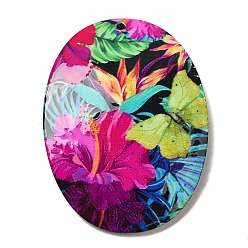 Oval 3 d кулоны акриловые печатные, для изготовления ожерелья из сережек своими руками, овальные с цветком, овальные, 46.5x34x3 мм, отверстие : 1.8 мм