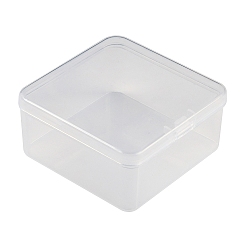 Прозрачный Пластиковые контейнеры для шариков с откидной крышкой, квадратный, прозрачные, 7.6x7.45x3.55 см, внутренний размер: 7x7 см.
