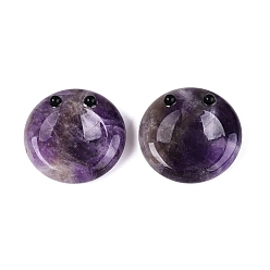 Amethyst Natural Amethyst Thumb Worry Stone, for Healing Reiki Stress Relief, Flat Round Shape, 39~40x12~15mm