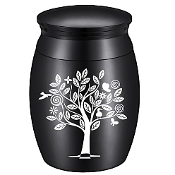 Tree Alloy Cremation Urn Kit, with Disposable Flatware Spoons, Silver Polishing Cloth, Velvet Packing Pouches, Tree Pattern, 40.5x30mm, 1pc