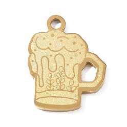 Oro 304 colgantes de acero inoxidable, encantos de cerveza, pulido a mano, revestimiento de iones (ip), dorado, 18x14x1.4 mm, agujero: 1.8 mm