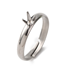 Нержавеющая Сталь Цвет 304 компоненты манжетного кольца из нержавеющей стали, 4 настройки кольца зубца когтя, цвет нержавеющей стали, лоток : 3x3 мм, 3 мм, внутренний диаметр: 17 мм