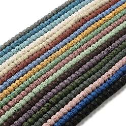 (52) Непрозрачная лаванда Нити бусин из натурального камня, окрашенные в лавовый камень, рондель, разноцветные, 10x7~7.5 мм, отверстие : 1.6 мм, около 55~56 шт / нитка, 16.14'' (41~41.5 см)