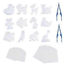 Прозрачный 5x5 Набор бусин предохранителей своими руками, с пластиковыми перьями abc в форме животных, гладильная бумага и пластиковый пинцет для плавких вставок, прозрачные