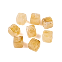 Мокасин Акриловый шарик, имитация нефрита, кубические, мокасин, 9x8x8 мм, отверстие : 2 мм, 833 шт / 500 г