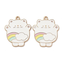 Разноцветный Подвески из эмали и сплава, медведь, золотой свет, красочный, 32x27x1.2 мм, отверстие : 2 мм