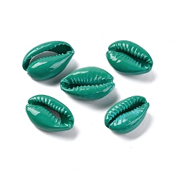 Темный Голубой Бусины из ракушек каури, окрашенные в духовке, нет отверстий / незавершенного, темные голубые, 14.5~22x9~15.5x6~9.5 мм