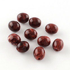 Темно-Красный Овальной имитация драгоценных камней акриловые бусины, темно-красный, 15x13 мм, Отверстие : 2.5 мм , около 310 шт / 500 г