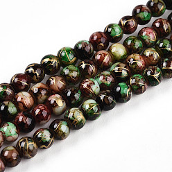 (123L) Белый крем непрозрачный блеск Выпечки нарисованных стеклянных бусин прядей, волочильных стиле, круглые, огнеупорный кирпич, 4~4.5 мм, отверстие : 0.8 мм, около 201~209 шт / нитка, 31.10~32.28 дюйм (79~82 см)