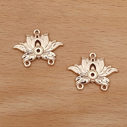 Light Gold Компоненты люстры из сплава, ссылка, настройки кабошона, цветок лотоса, золотой свет, 17x22 мм, лоток : 4 мм