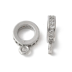 Платина Латунные поручни из кубического циркония с микропаве, без свинца и без кадмия, долговечный, стойки покрытие, платина, 10.5x7.5x2 мм, отверстие : 1.2 мм