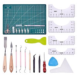 Mixed Color 16Pcs Weeding Tools set, with Plastic Scraper Tool, Steel Carving Knifes, Anti-static Tweezers, Iron Scissor, Stainaless Probe, Iron Bead Awls, Stainless Steel Paints Palette Scraper Spatula Knives, Mixed Color, 12.5x4.8x0.2cm