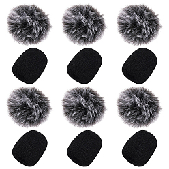 Черный 6шт. полиэстеровый чехол для микрофонного помпона, с 6шт. поролоновых чехлов для микрофона, чёрные, 40x2.5 мм