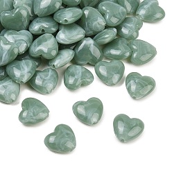 Cadet Blue Two-tone Opaque Acrylic Beads, Heart, Cadet Blue, 16.5x17.5~18x8mm, Hole: 2mm, about 349pcs/500g